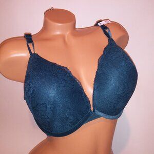 Victoria Secret Bra 40DD Push Up Dark Green Allover Lace Underwire New With Tags